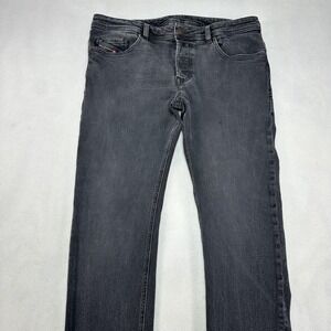 Diesel Jeans Mens 36x30 Gray Straight Leg Denim Dark Wash Casual 5 Pocket